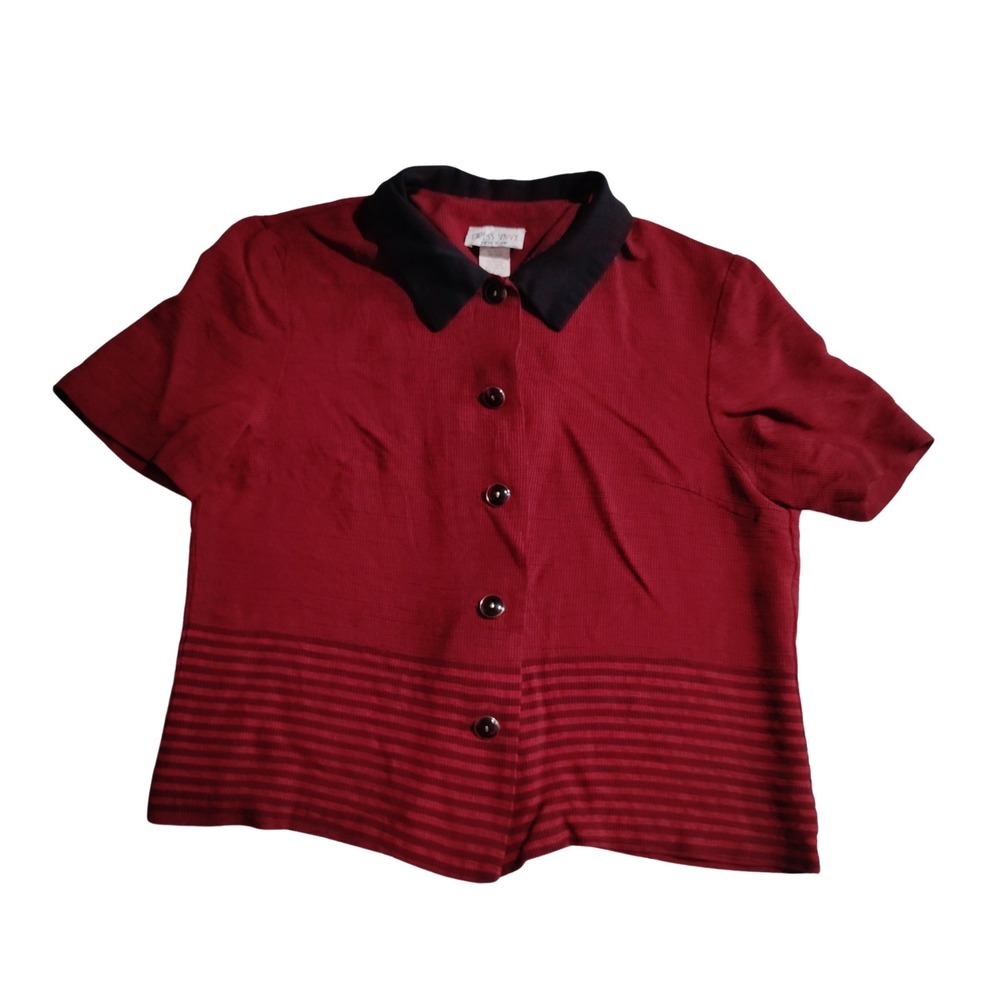 Dress Savvy New York Vintage Red Houndstooth Button Up Short Sleeve Jacket Sz 12